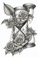 an hourglass being stopped by a flower tattoo design idea