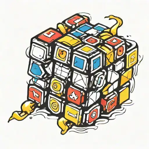 generate me a rubiks cube tatoo with the colors form the letter L tattoo design idea