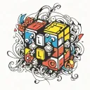 generate me a rubiks cube tatoo with the colors form the letter L tattoo design idea