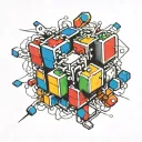 generate me a rubiks cube tatoo with the colors form the letter L tattoo design idea