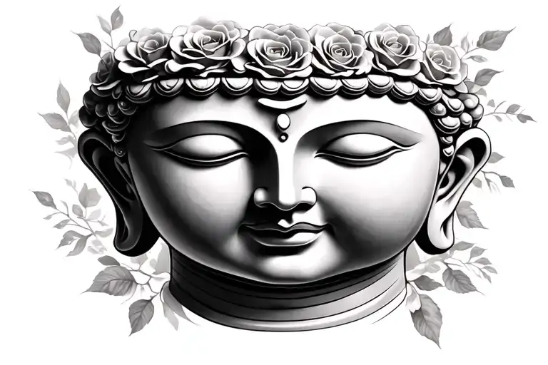 buddha praying hands with roses tattoo design idea