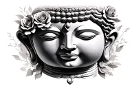 buddha praying hands with roses tattoo design idea