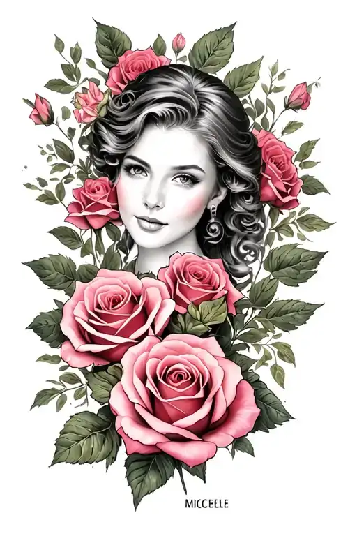 "Michele" Roses dark for cover tattoo design idea