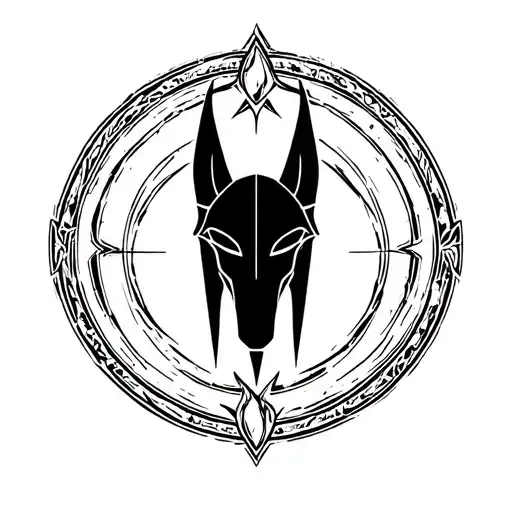 anubis round logo tattoo design idea
