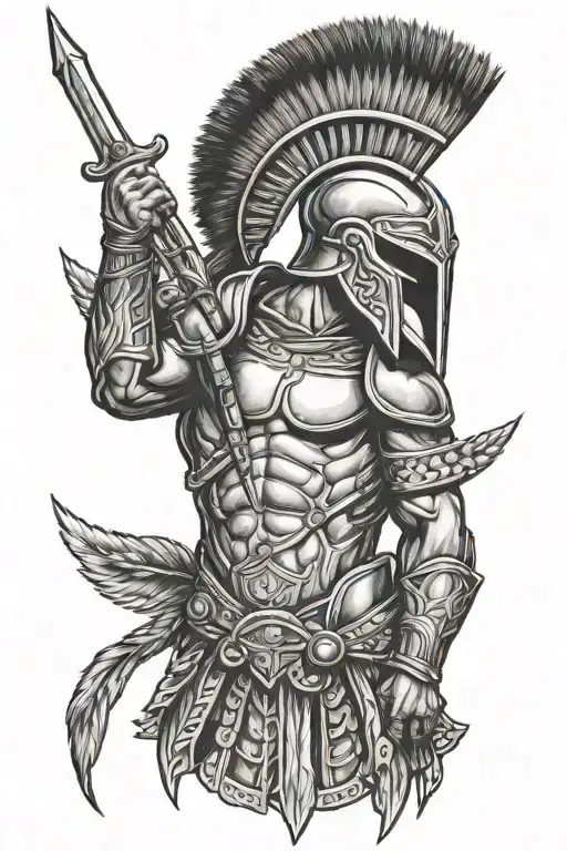 spartan gladiator wheat tattoo design idea