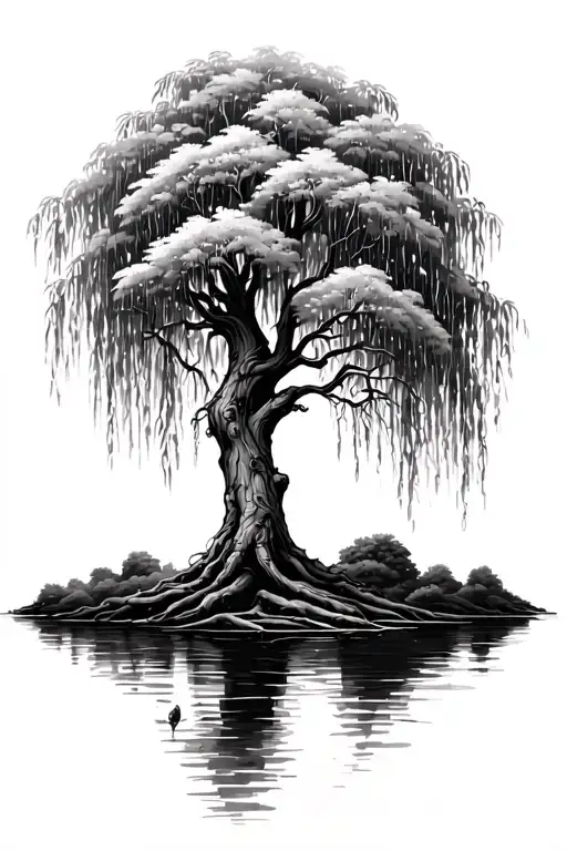 Weeping Willow tree tattoo design idea