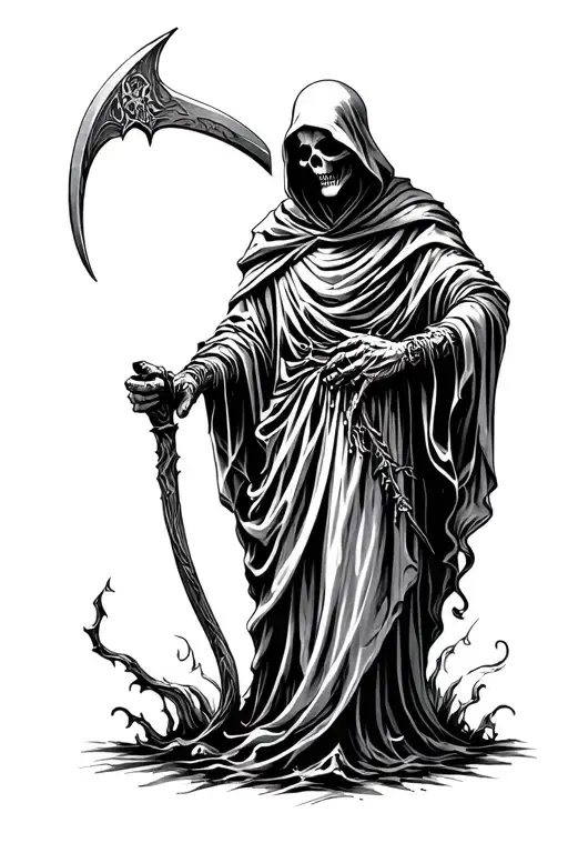 grim reaper holding a scythe tattoo design idea