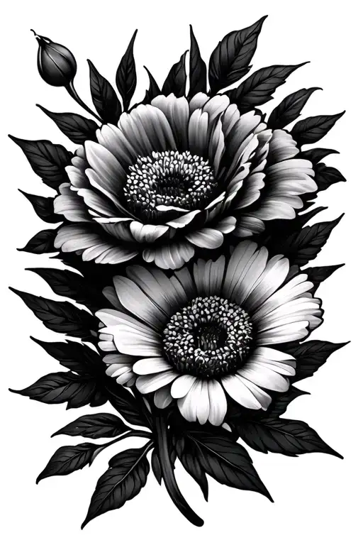 December, August and January birth flower tattoo design idea