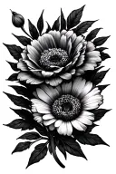 December, August and January birth flower tattoo design idea
