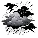 Clouds surround and rain falling with lightning bolts an dab thurber background tattoo design idea