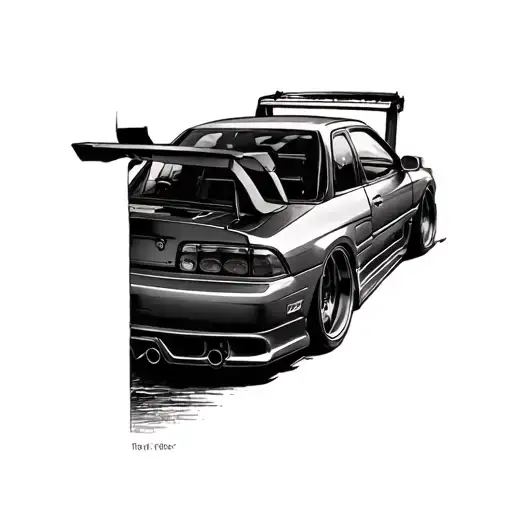 back end of a nissan r32 skyline  tattoo design idea