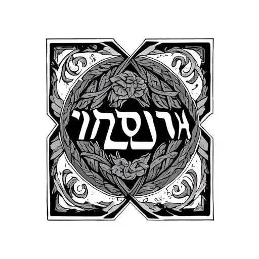 Greek word chara superimposed over hebrew word berakha tattoo design idea