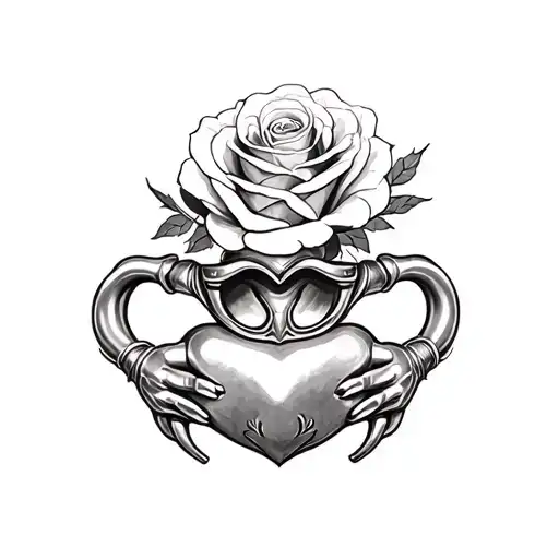 roses and claddagh tattoo design idea