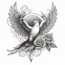 inner forearm tattoo image with quote in middle and doves and detailing around it  tattoo design idea