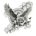 inner forearm tattoo image with quote in middle and doves and detailing around it  tattoo design idea