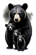2 parent black bears and 3 cubs tattoo design idea