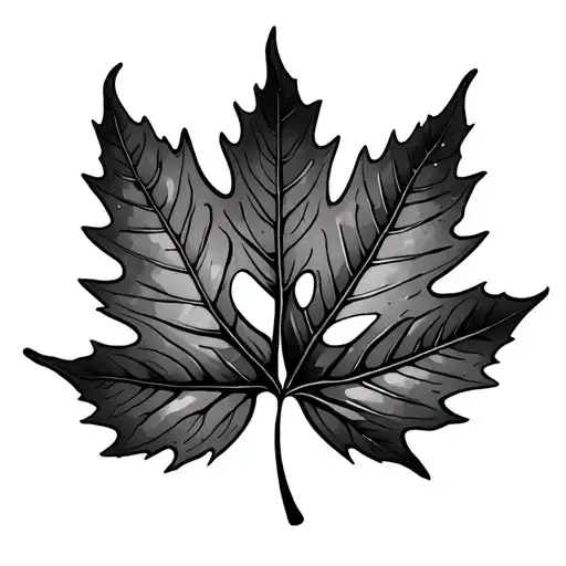 autumn leaf breaking apart tattoo design idea