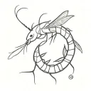 Caradina shrimp in wood cut style tattoo design idea
