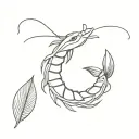 Caradina shrimp in wood cut style tattoo design idea