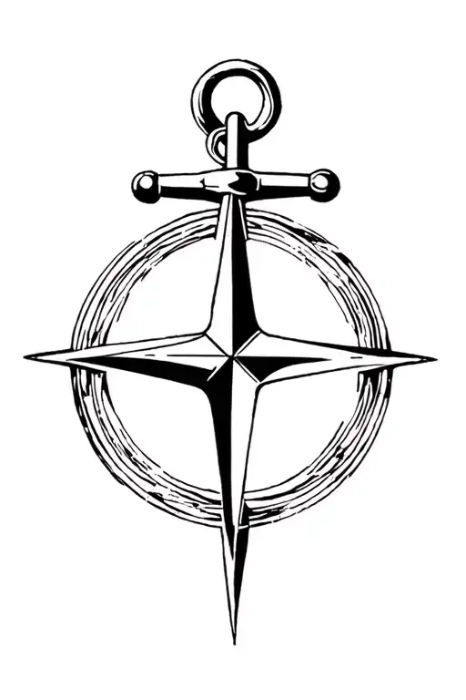 anchor compass surrounded tattoo design idea