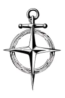 anchor compass surrounded tattoo design idea