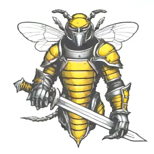 bee in armour fight Dragon tattoo design idea