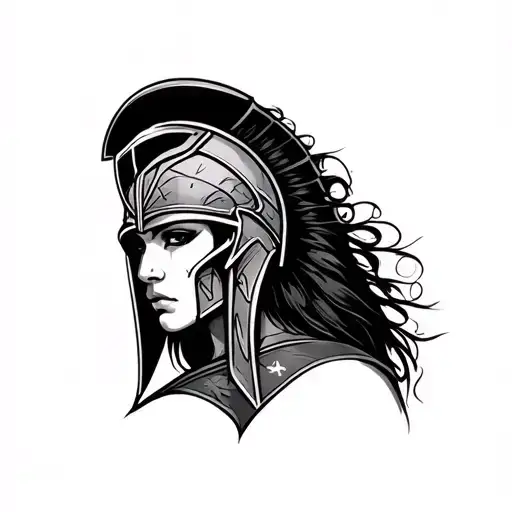 Spartan girl tattoo design idea