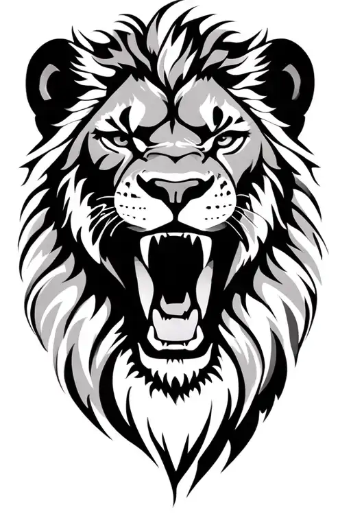lion stencil face mouth closed  tattoo design idea