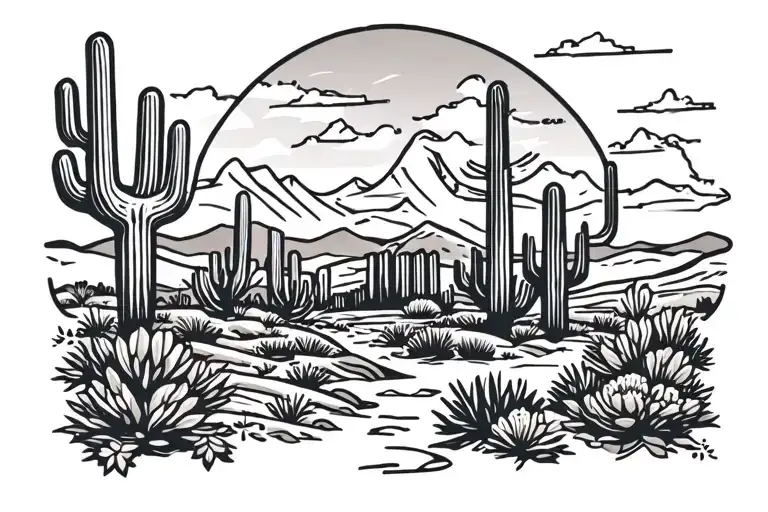 Arizona desert landscape tattoo design idea