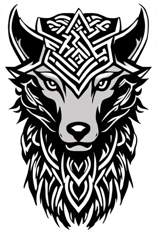 Fenrir knotwork viking tattoo design idea