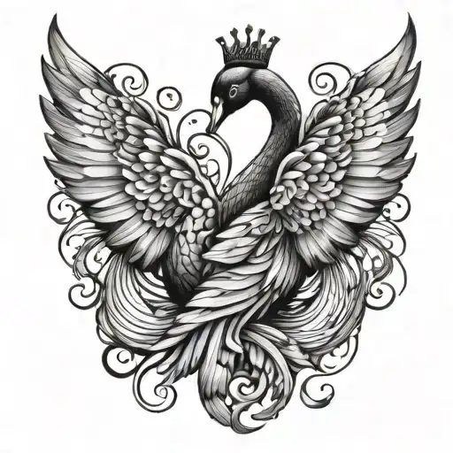 Black Swan wings wrapping itself tattoo design idea