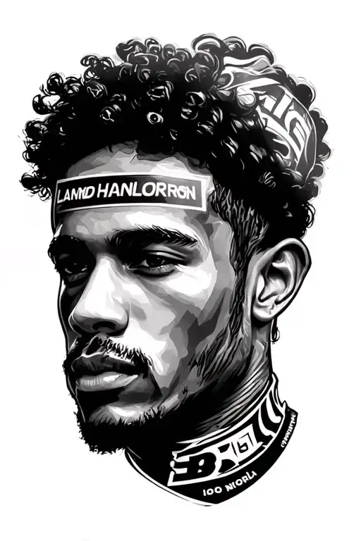 Line of the Formula 1 Imola circuit, with Lewis Hamilton and Lando Norris logo tattoo design idea