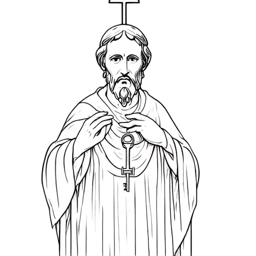 saint peter with keys to the church tattoo design idea