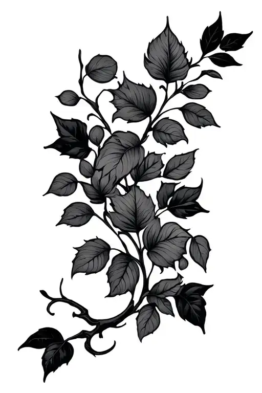 vine tattoo with modern linework, greek aesthetic, geometric, ornamental tattoo design idea