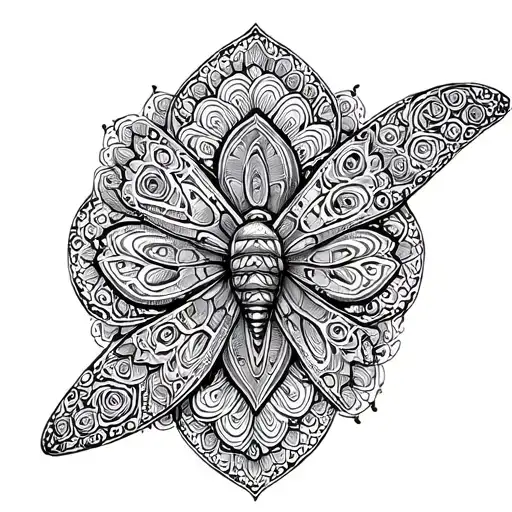 Mandala Moth tattoo design idea