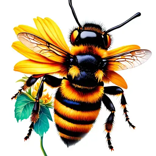 flower bee tattoo design idea