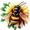 flower bee tattoo design idea