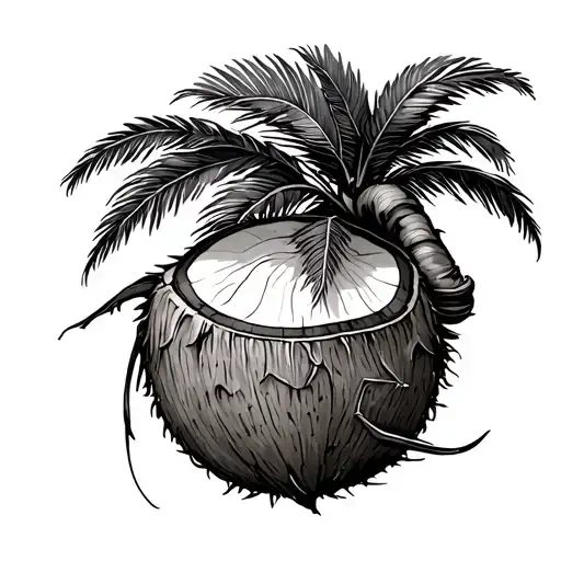 taurus zodiac sign and coconut tree tattoo design idea