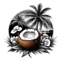 taurus zodiac sign and coconut tree tattoo design idea