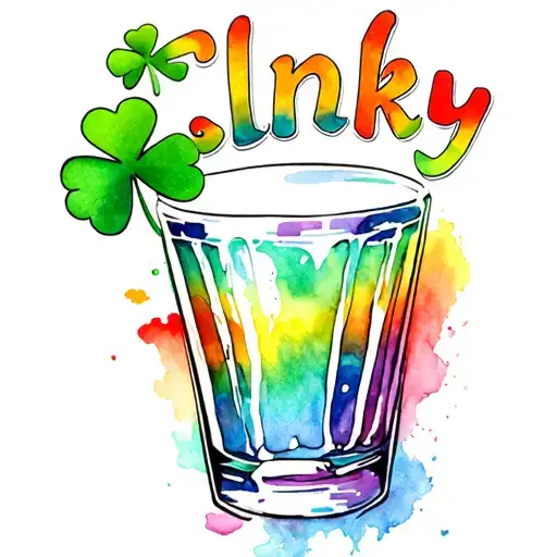 "Clinky" clover and rainbow and shot glass tattoo design idea