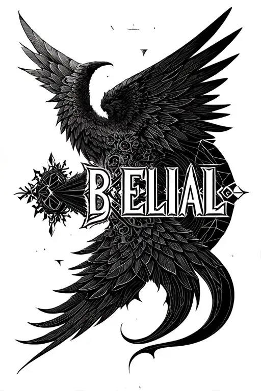 "B E L I A L" BELIAL  ANGEL tattoo design idea