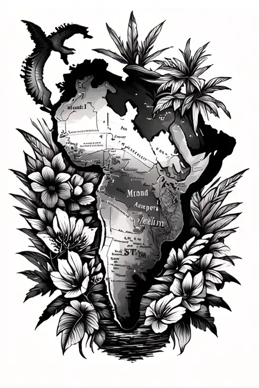 around the world travel theme, South America theme, Mexico theme, Africa and Central Asia  tattoo design idea