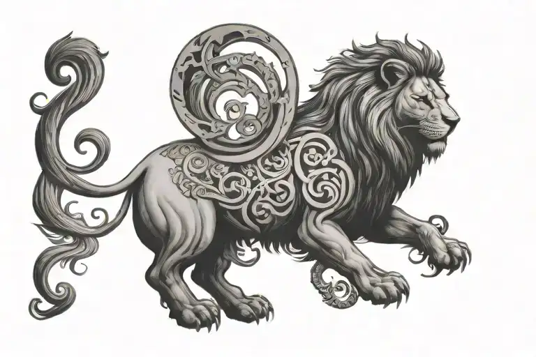 Lion and Capricorn symbol tattoo design idea