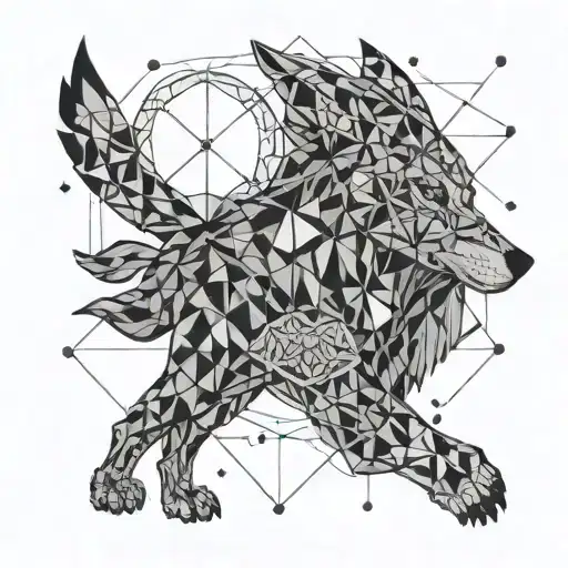 Aquarius constellation, with half human, half wolf face tattoo design idea