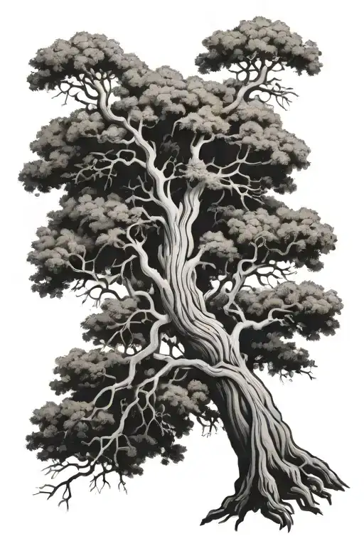 cyprus tree with Spanish moss and ghosts  tattoo design idea