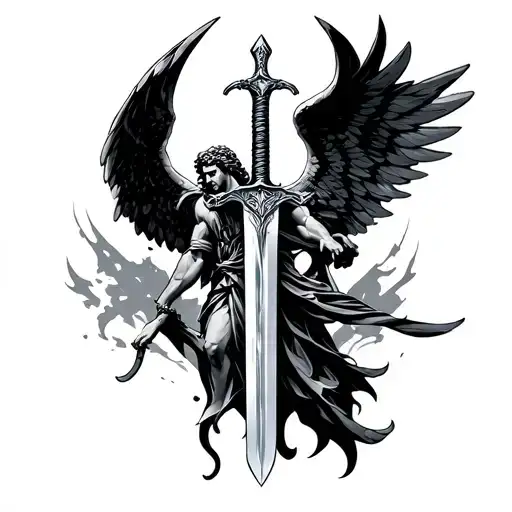 Archangel Michael Sword tattoo design idea