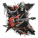Grim Reaper playing E guitar tattoo design idea