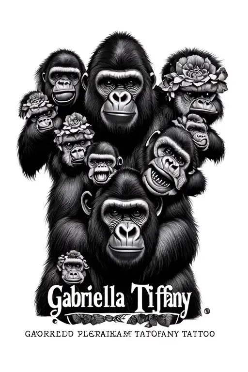 "Gabriella Tiffany" tribal gorilla family tattoo design idea