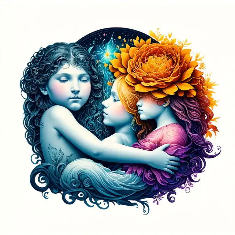 adoption symbol with Virgo cancer and gemini tattoo design idea