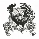 rooster fighting tattoo design idea